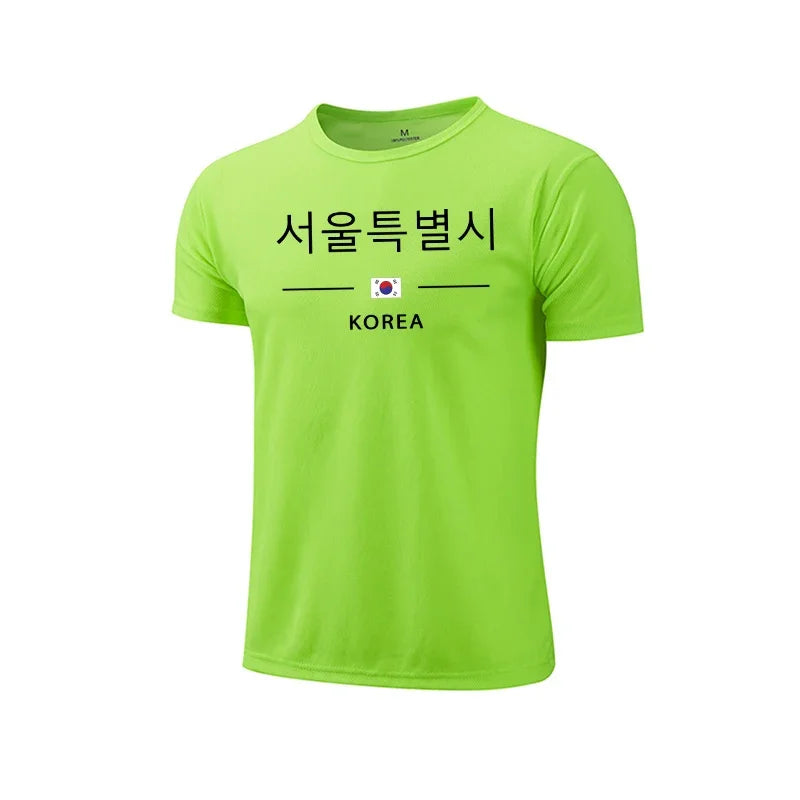 2026 Summer Mens T-shirt Print Casual Exercise Tops Outdoor Jogging Marathon Clothing Quick-Drying Mesh Tees Cycling Sportswear