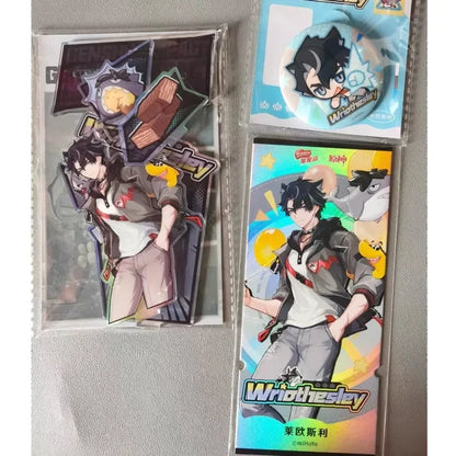 Genshin Impact Wriothesley Klee Cosplay Anime Cartoon Acrylic Standing sign badge brooch  set  Accessories Ornament Xmas Gift