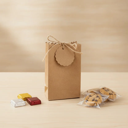 Party Supplies Retro Kraft Paper Gift Box Refilling with Rope Tag Kraft Paper Cookie Bag DIY Candy Packaging Bag Hotel