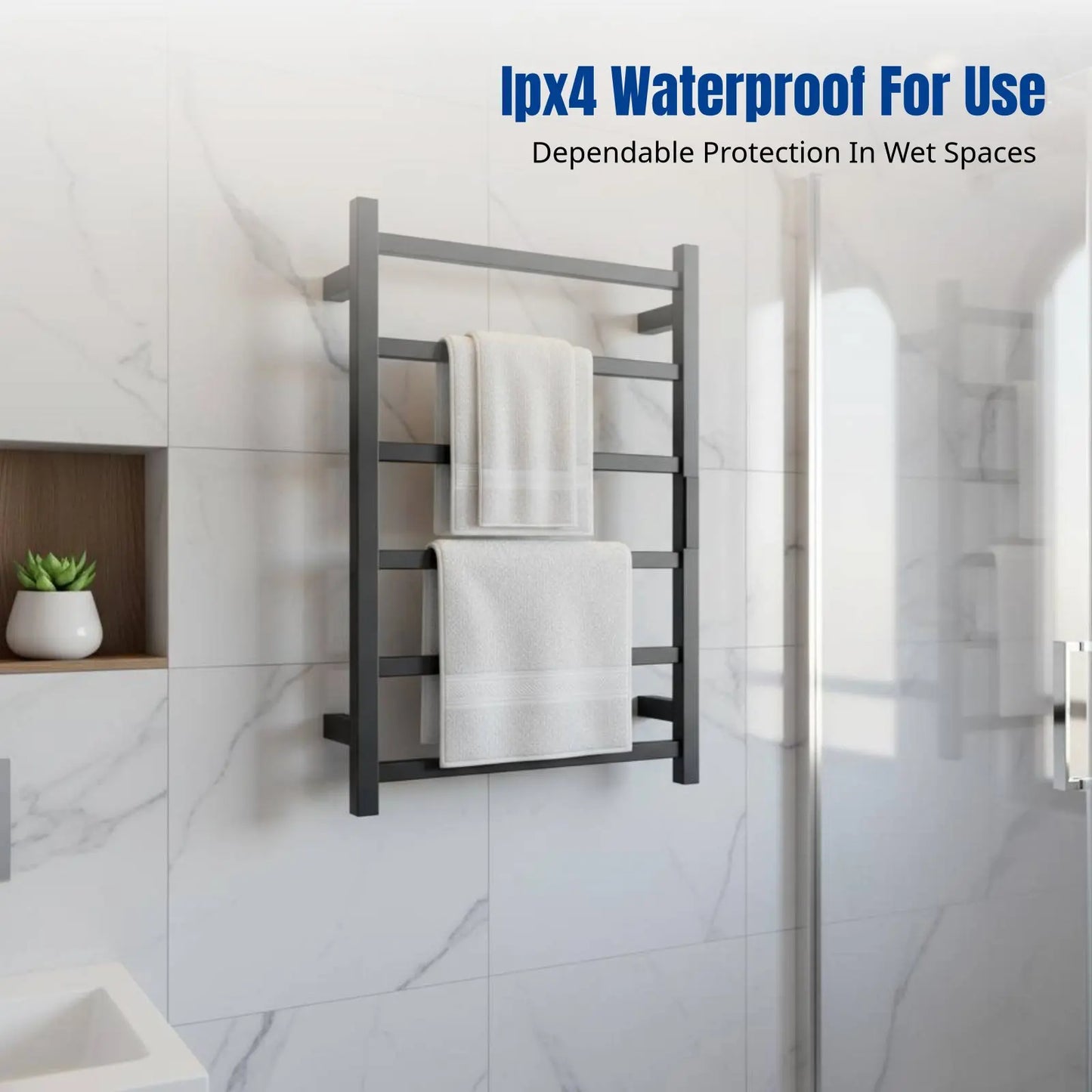 Smart Electric Towel Rack, Heated Towel Warmer, Stainless Steel, IPX4 Waterproof, Digital Display, Home Bathroom, Modern Design