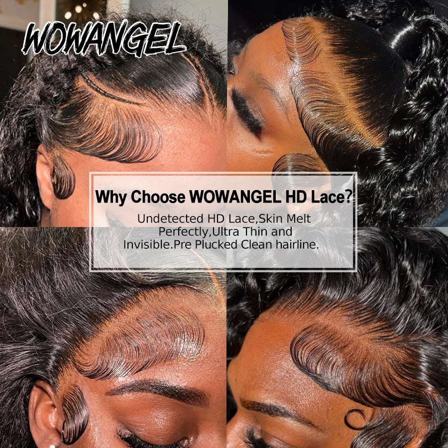 34In Natural Wave Glueless Wigs Pre Cut 5x5 HD Lace Closure Wigs Human Hair Skinlike HD Lace Curly Wigs Pre Bleached For Women