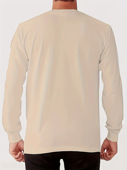 100% pure cotton men's long sleeved round neck loose ITALIA pattern printed spring and autumn casual versatile T-shirt top