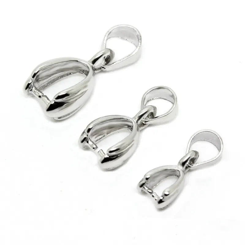 10Pcs 925 Stering Silver Plated Copper Pendant Pinch Bail Clasps Necklace Hooks Clips Connectors DIY Jewelry Making Accessories