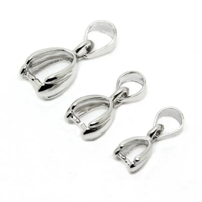 10Pcs 925 Stering Silver Plated Copper Pendant Pinch Bail Clasps Necklace Hooks Clips Connectors DIY Jewelry Making Accessories