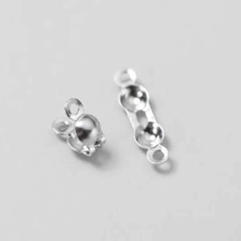 4pcs Genuine Real Pure Solid 925 Sterling Silver Closure End Beads Clasps Clips Gold Crimp Connector DIY Jewelry Making Finding