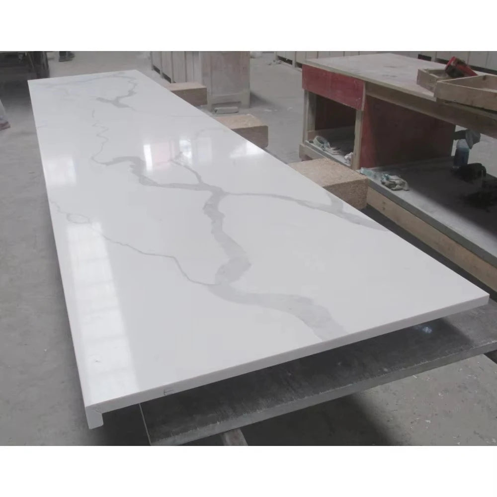 Artificial quartz stone top kitchen island smooth and easy to clean desktop