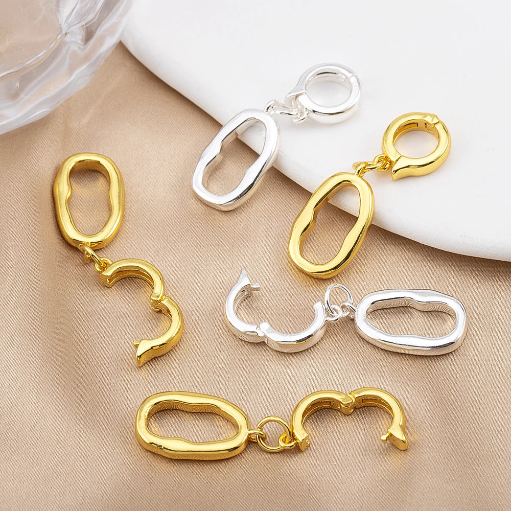 1/3pcs 18K Gold Color Plated Irregular Oval Clasp Connectors for DIY Jewelry Making Necklace Bracelet Accessories Supplies