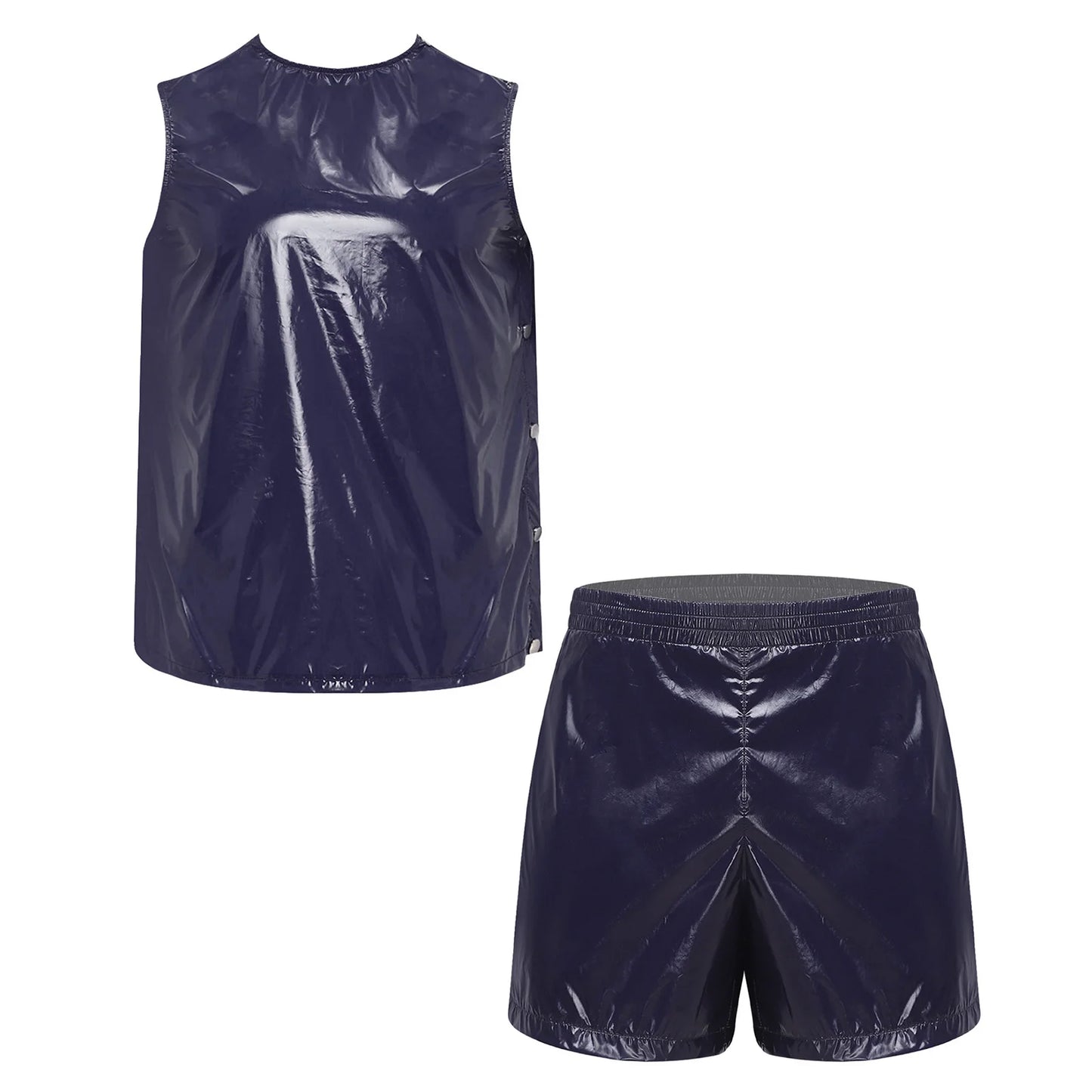 Mens Waterproof Sweat Tracksuit Tank Tops And Sides Buttons Boxer Shorts Two Pieces Outfit Special Needs Adaptive Clothing