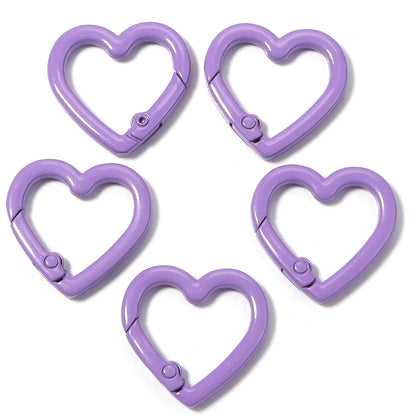 5pcs Alloy Heart Spring Clasps Snap Hooks Carabiner Keychain Clips Dolls/Label Connector For Jewelry Making DIY Accessories