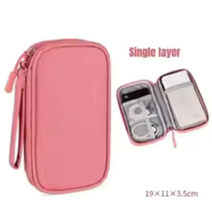 1PCS Grey/Black/Pink/Navy NEW Travel Organizer Bag Cable Storage Organizers Pouch Carry Case Portable Double Layers Storage Bags