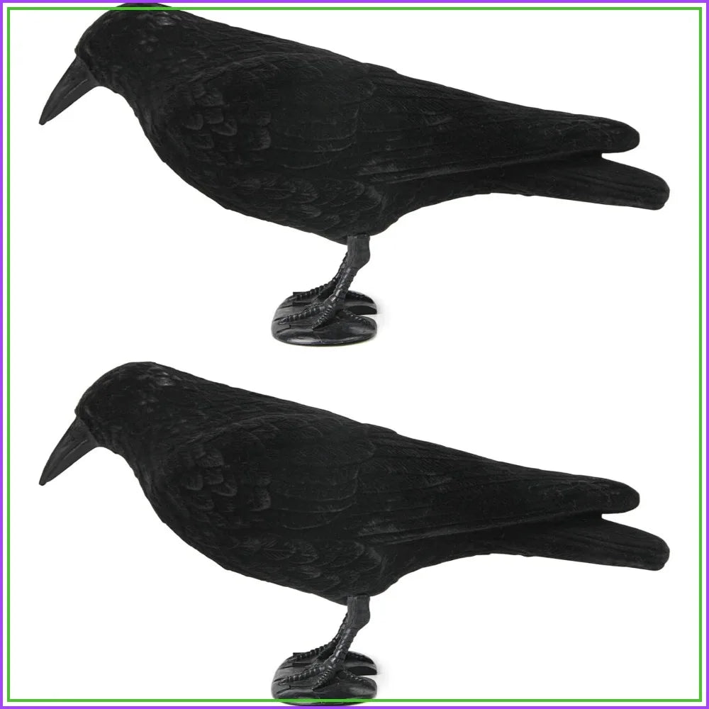 Crow Decoy 2-Pack: Plastic Fake Crows for Garden Yard Backyard Decoration