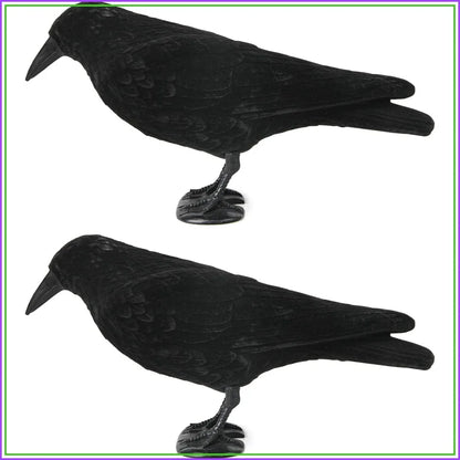 Crow Decoy 2-Pack: Plastic Fake Crows for Garden Yard Backyard Decoration