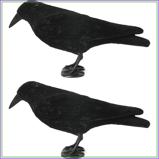 Crow Decoy 2-Pack: Plastic Fake Crows for Garden Yard Backyard Decoration