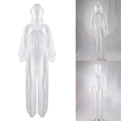 Adults Transparent Full-body Hooded Raincoat Portable Convenient One-piece Waterproof Raincoat Jumpsuit for Outdoor Workwear