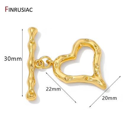 18K Gold Plated Brass Oval/Heart OT Clasps,Bracelet Connector O Toggle Clasps,DIY Bracelet Jewelry Making Findings