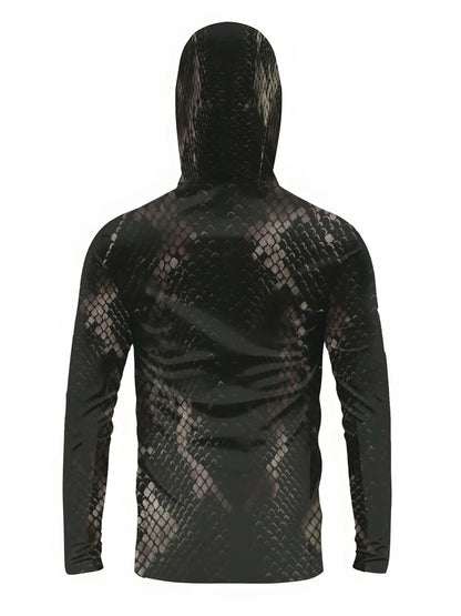 Men's Fishing Hooded Long-Sleeved Camouflage Sunscreen Breathable Anti-UV Lightweight Sweat-Resistant Fishing Shirt