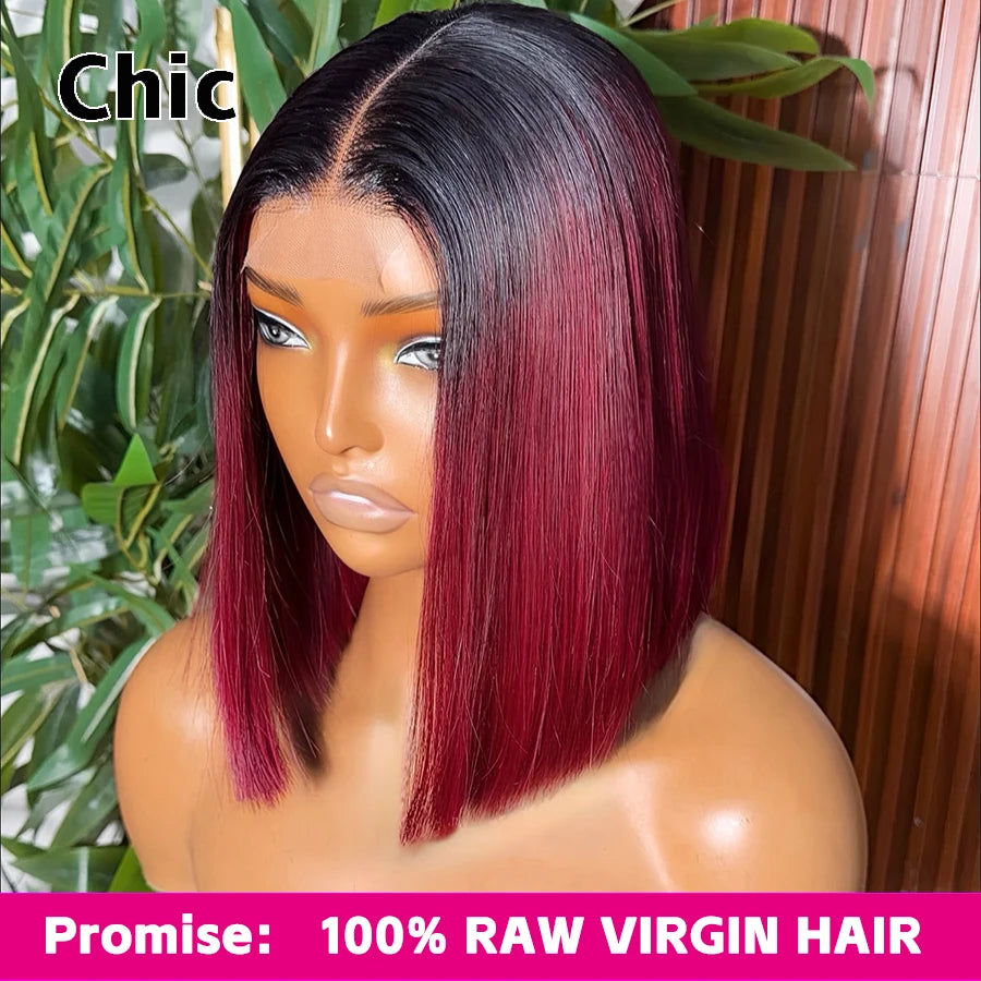 200 Grams Glueless Bob Wigs 100% Raw Human Hair Pre Plucked P1b/27 5x5 HD Lace Closure Wigs Highlight Ombre HD Lace Front Wigs