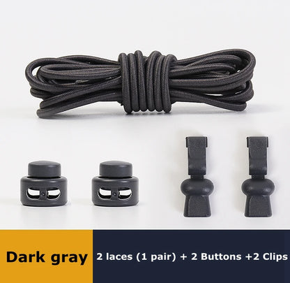 No tie shoelaces Round Elastic Shoelace Plastic snap lock Suitable for all shoes Adult children walking sports Lazy laces 1 pair