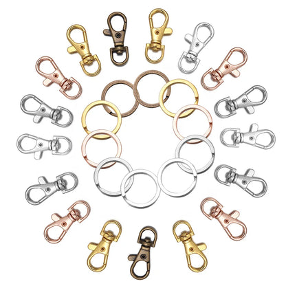 10Sets Alloy Swivel Lobster Clasp Hooks With Split Key Ring Snap Hooks For DIY Keychain Bag Hang Doll Jewelry Making Accessories