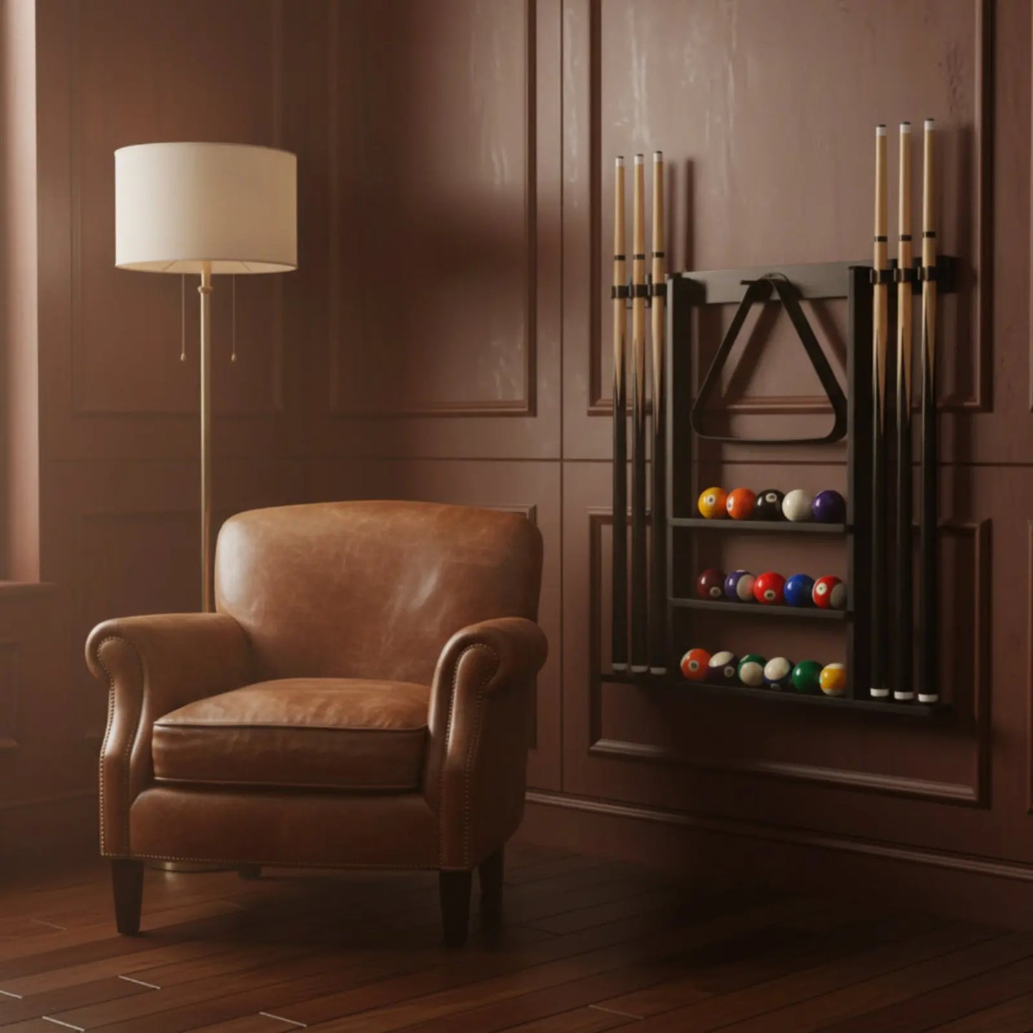 Billiard Cue Rack Black Finish Billiard Cue Stand Game Furniture Easy to Install Sports Storage Scratch Protection for Club Room