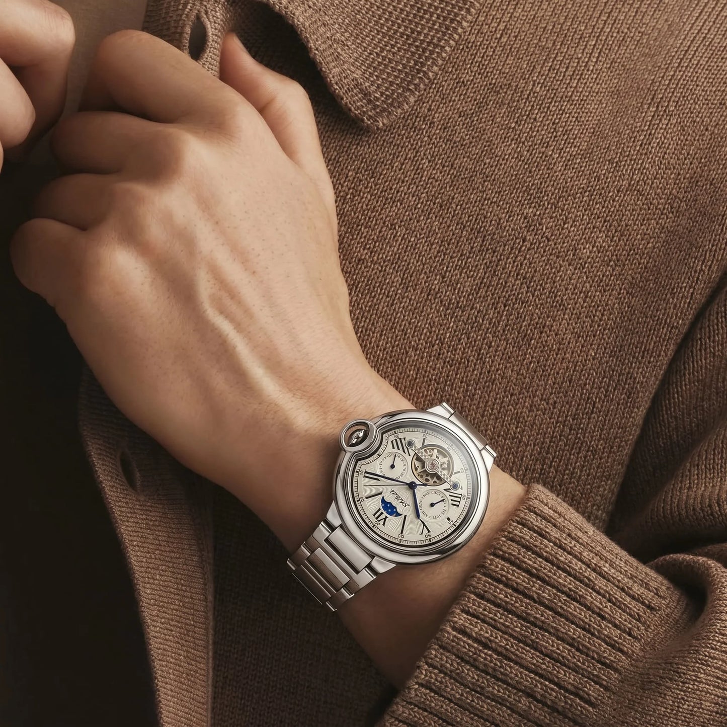 Mens Quartz Watch Stainless Steel Business Dress Wristwatch Roman Numeral Dial Daily Waterproof Gift Watch for Men