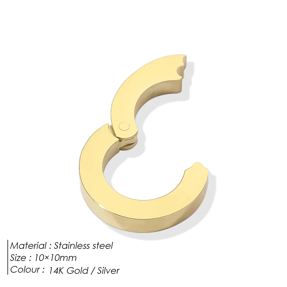 eManco High Quality Stainless Steel 14K PVD Gold Plated Round Skeleton Clasp Head for DIY Bracelet Necklace Jewelry Making