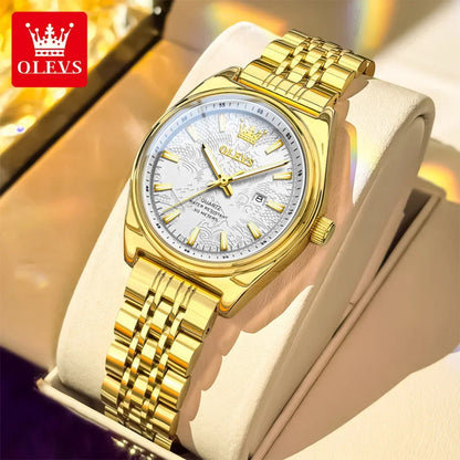 OLEVS New 3703 Watches Woman Elegant Quartz Watch Waterproof Luminous Stainless Steel Date Watches Woman Bracelet Gifts Box