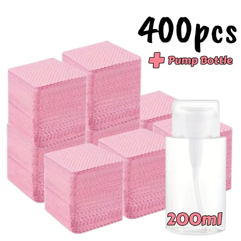 20/600pcs Lint-Free Gel Nail Wipes Aluminum-Free Cleansing Tissues Nail Polish Remover Pads for NaiArt Beauty Nail Cleaning Care
