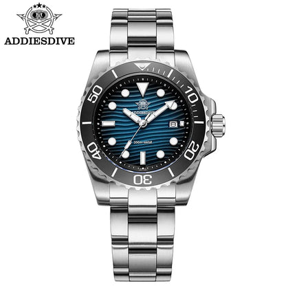 ADDIESDIVE Men's 2115 Quartz Watch Sand Dial 200M Waterproof Wristwatch 41mm Stainless Steel BGW9 Luminous Dive Watches Gift Box