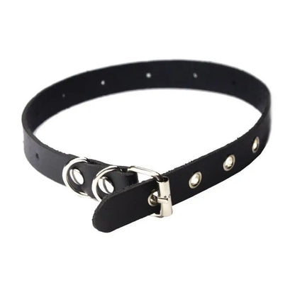 Hyunya's versatile flat buckle belt style choker collar, collarbone necklace, women's dark gift collar