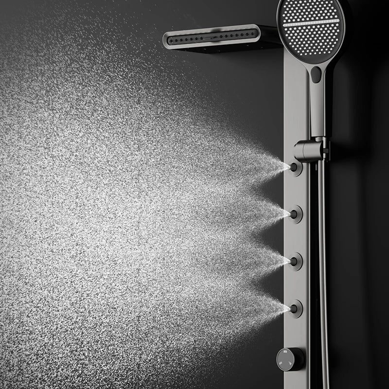 MYN Hidden Wall-Mounted Thermostatic Rain Spray Shower Set with Slide Bar All Copper Construction for Household Bathroom