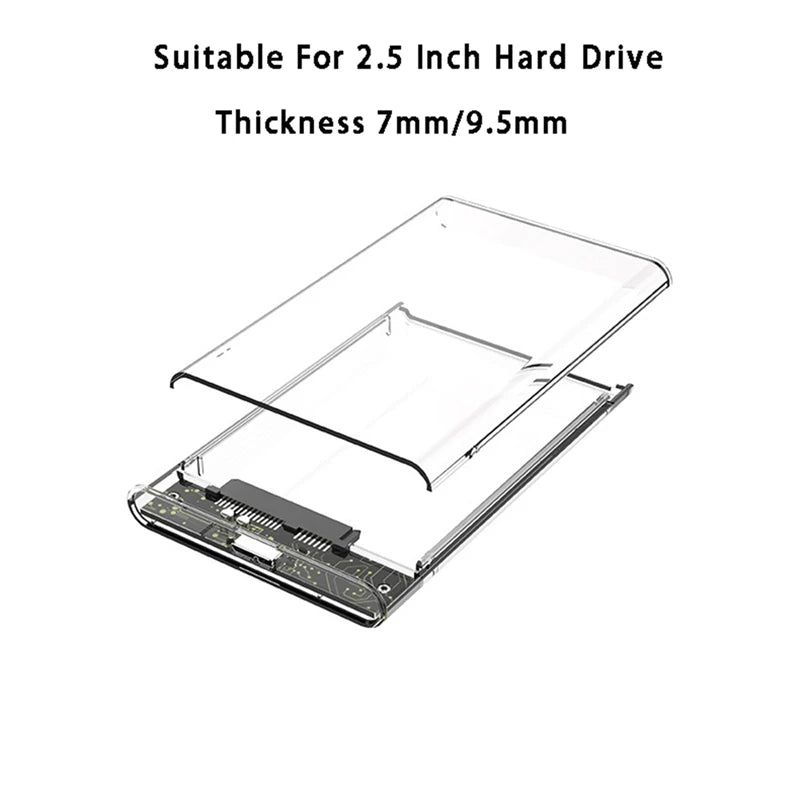 Transparent HDD Case HDD Enclosure 2.5 Inch SSD SATA To USB 3.0 Type-C 3.1 Adapter Portable External Hard Drive Box Tool-Free
