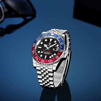 New PAGANI DESIGN GMT Watch Men's Luxury Sapphire Automatic Mechanical Watch 40MM Stainless Steel Waterproof Gift Box Watch