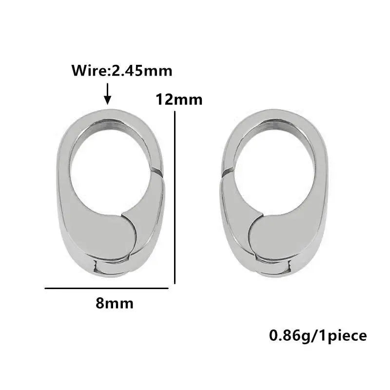 2pcs Stainless Steel Clasp Strong Oval Heart Round Polished Lobster Clasp Hook Connector DIY Necklace Jewelry Making Accessories