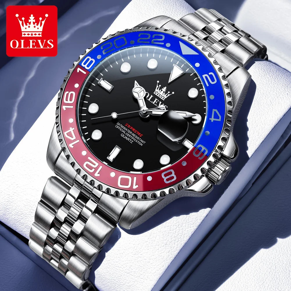 OLEVS 5657 Original Brand Men's Watch Business Dress Wristwatch  Waterproof Calendar Moon phase Quartz Watch Men