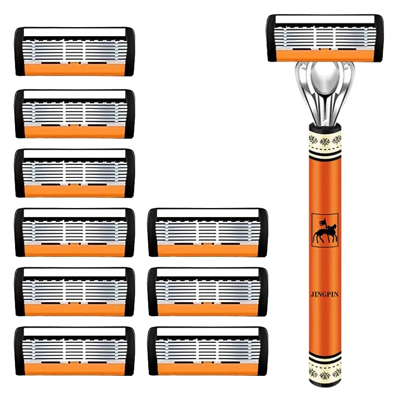 6-layer razor blade, men's stainless steel blade, classic water washed razor, sharp blade for clean shaving