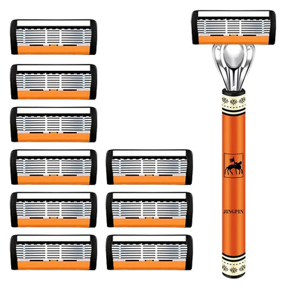 6-layer razor blade, men's stainless steel blade, classic water washed razor, sharp blade for clean shaving