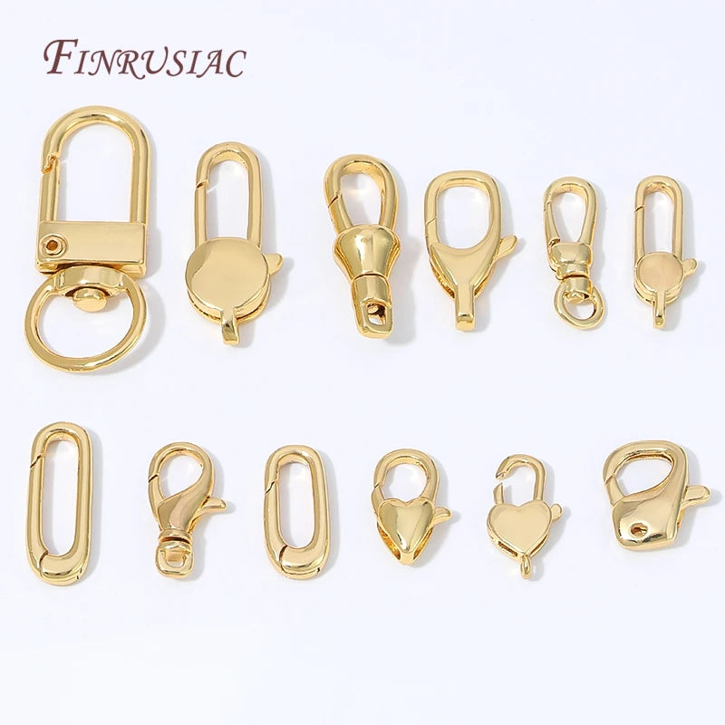 18K Gold Plated Mini Heart Spring Clasp,Lobster Clasp DIY Jewelry Making Findings Necklace Bracelet Connector Hook Accessories