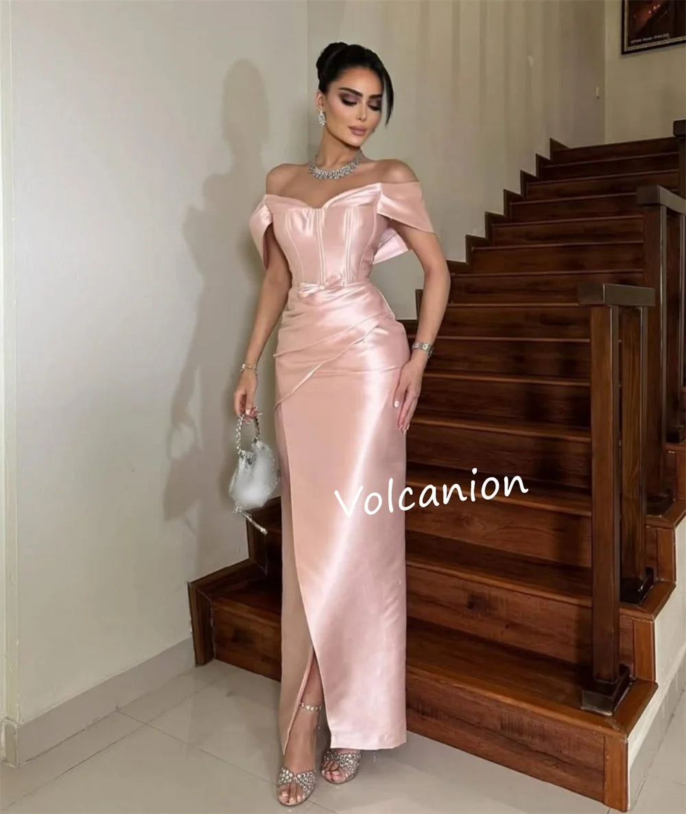 Customized Charmeuse Criss-Cross Ribbon Off-the-shoulder Straight Midi Dresses Bespoke Occasion Elegant Simple Party