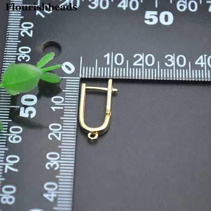 30pc Wholesale 18k Gold Color Long Oval Shape Smooth Metal Earring Making Clasps DIY Jewelry