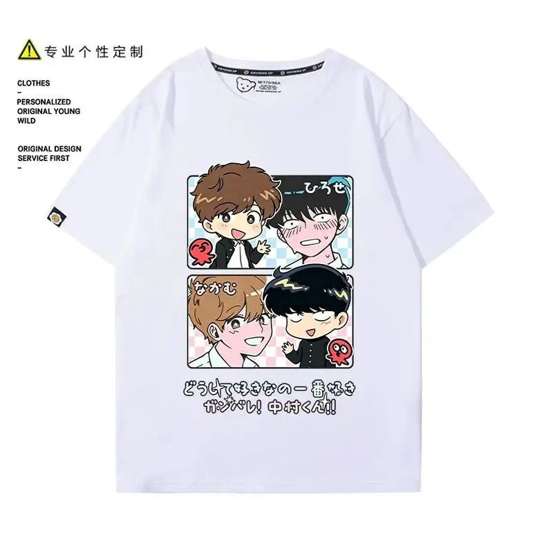 Go for It, Nakamura! Nakamura Okuto Hirose Aiki T-Shirt Cartoon Printed Top Summer Anime Cosplay Outfit Gift Men Women Halloween