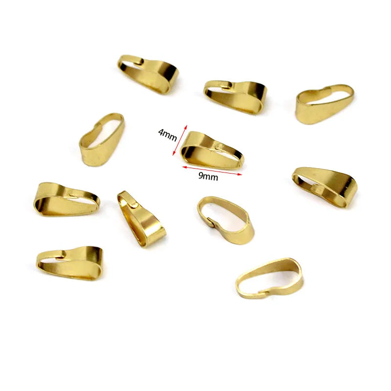 50Pcs Stainless Steel Pendant Clips Pinch Bail Clasp Connectors Necklace Hooks For Jewelry Making Findings Accessories Supplies