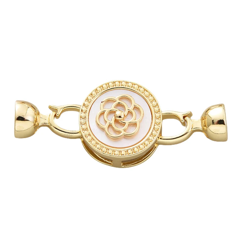 Juya DIY Copper 18K Gold Plated Pendant Connector Fastener Buttob Lock Clasps For Needlework Natural Stone Pearls Jewelry Making