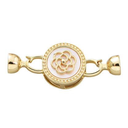 Juya DIY Copper 18K Gold Plated Pendant Connector Fastener Buttob Lock Clasps For Needlework Natural Stone Pearls Jewelry Making