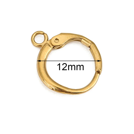 10pcs 12mm Hypoallergenic Earrings Hooks Clasps PVD Never Fade Stainless Steel Earrings Making  Diy Jewelry Accessories Findings