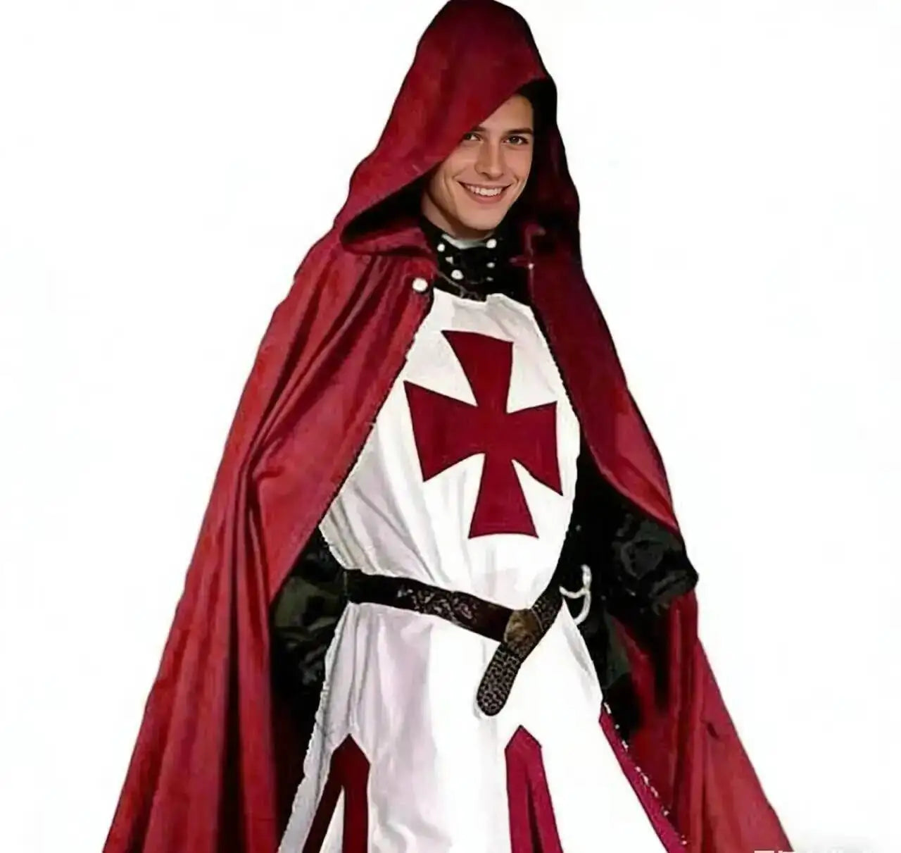Medieval S-4XL Crusader Mens Knights Templar Tunic Cosplay Costumes Renaissance Halloween Surcoat Warrior Black Plague Cloak Top