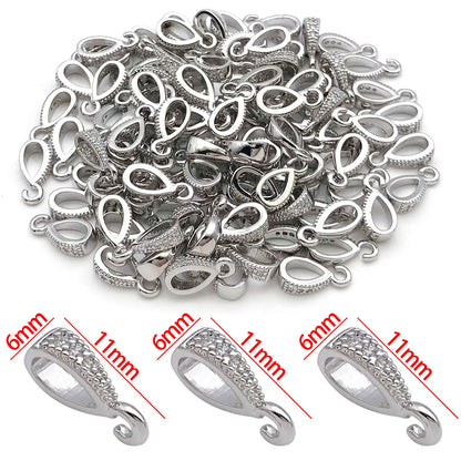 5pcs 18K Real Gold Plated Brass Melon Seed Buckle Connectors, Inlaid Zircon For DIY Bracelet Necklace Jewelry Making Accessories