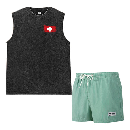 Casual Summer  sleeveless Men's 2 Piece Outfit