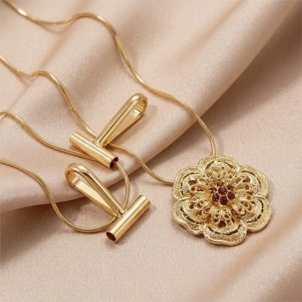2pcs 14K Brass Vertical Pin to Pendant Brooch Necklace Keychain Converters Tube Design with Bail Convert for DIY Jewelry Making