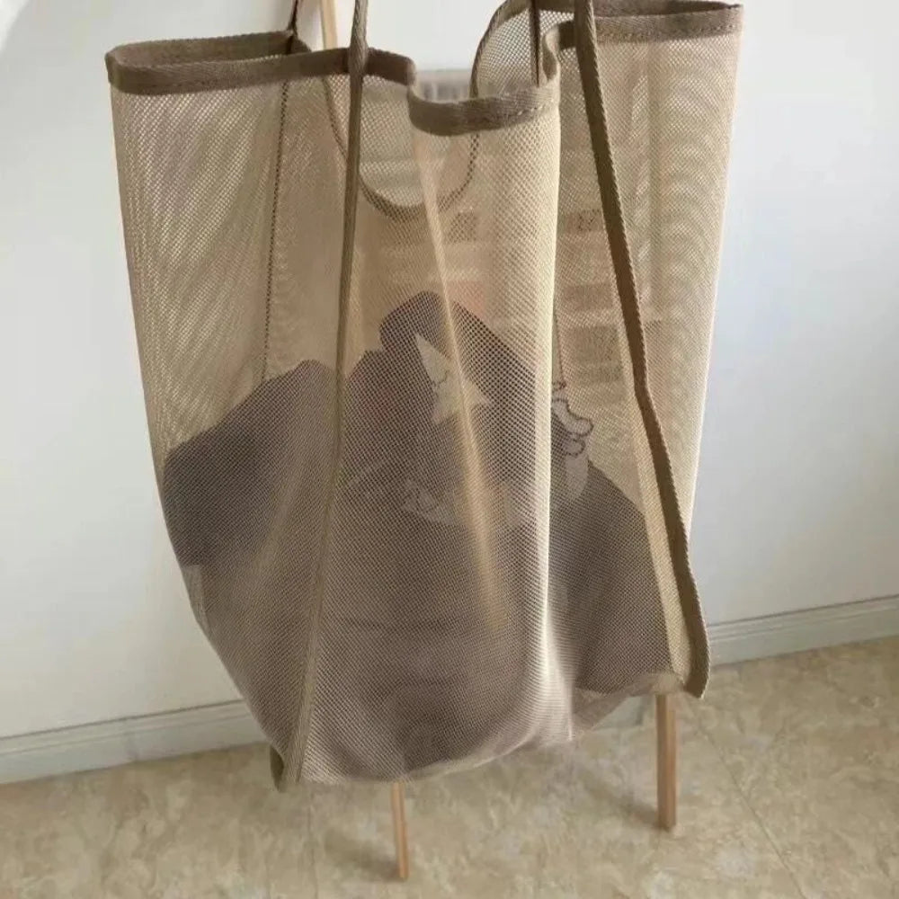Mesh Beach Bag Lightweight, Breathable & Quick-Dry Travel Tote for Beach Trips Outdoor Activities, and Storage of Towels Toys